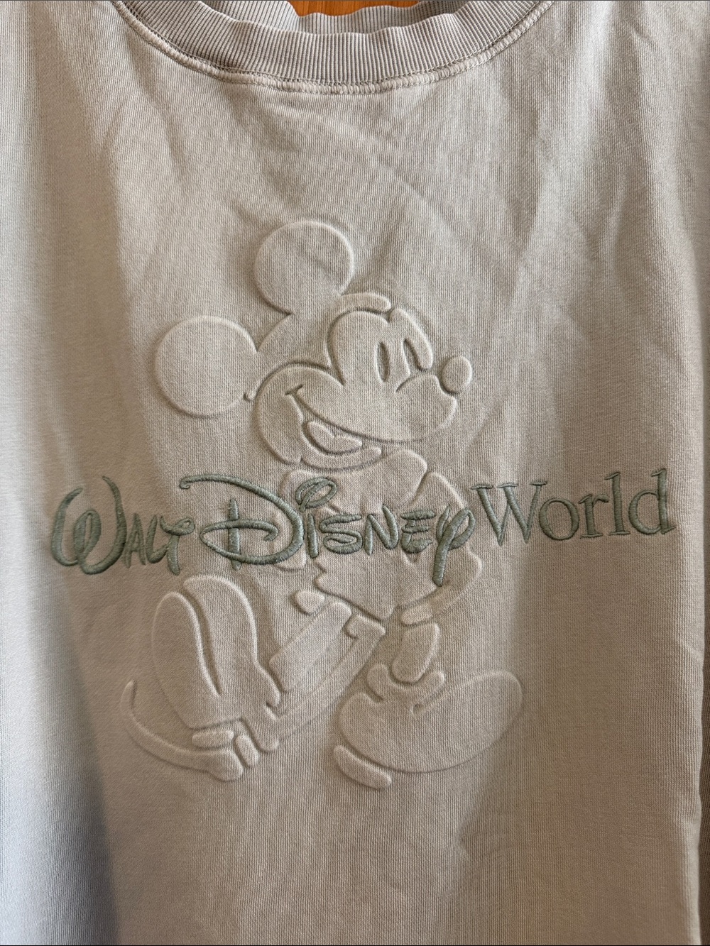 Disney World Sage Green Embroidered Mickey Crewneck Sweatshirt - Picture 2 of 4